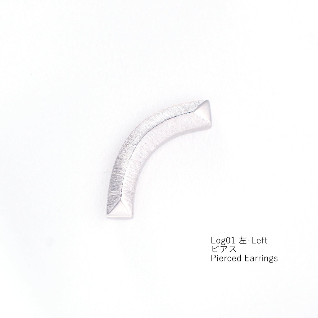 Log[ログ]01　シルバー 925 ピアス＆バックキャッチ 立体的　面白いカタチ　つや消し　MENTOSEN めんとせん　メントセン