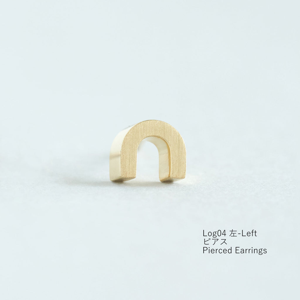 Log ログ 04 シルバー925 ピアス 左 Left ゴールドコーティング