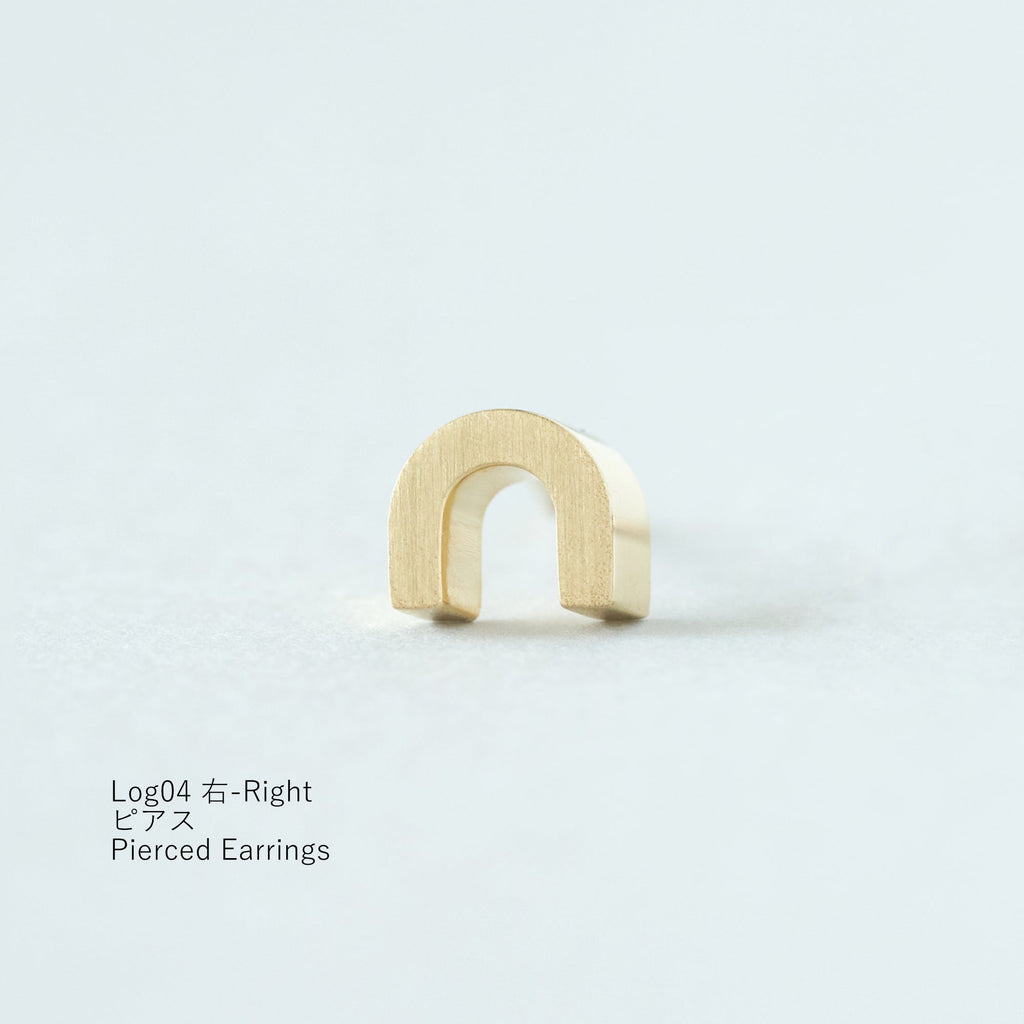 Log ログ 04 シルバー925 ピアス 右 Right ゴールドコーティング