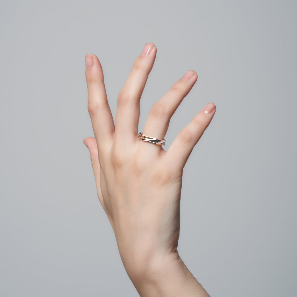 Sankaku[さんかく] リング Silver925 K10 ブラウンダイヤ　MENTOSEN メントセン装着