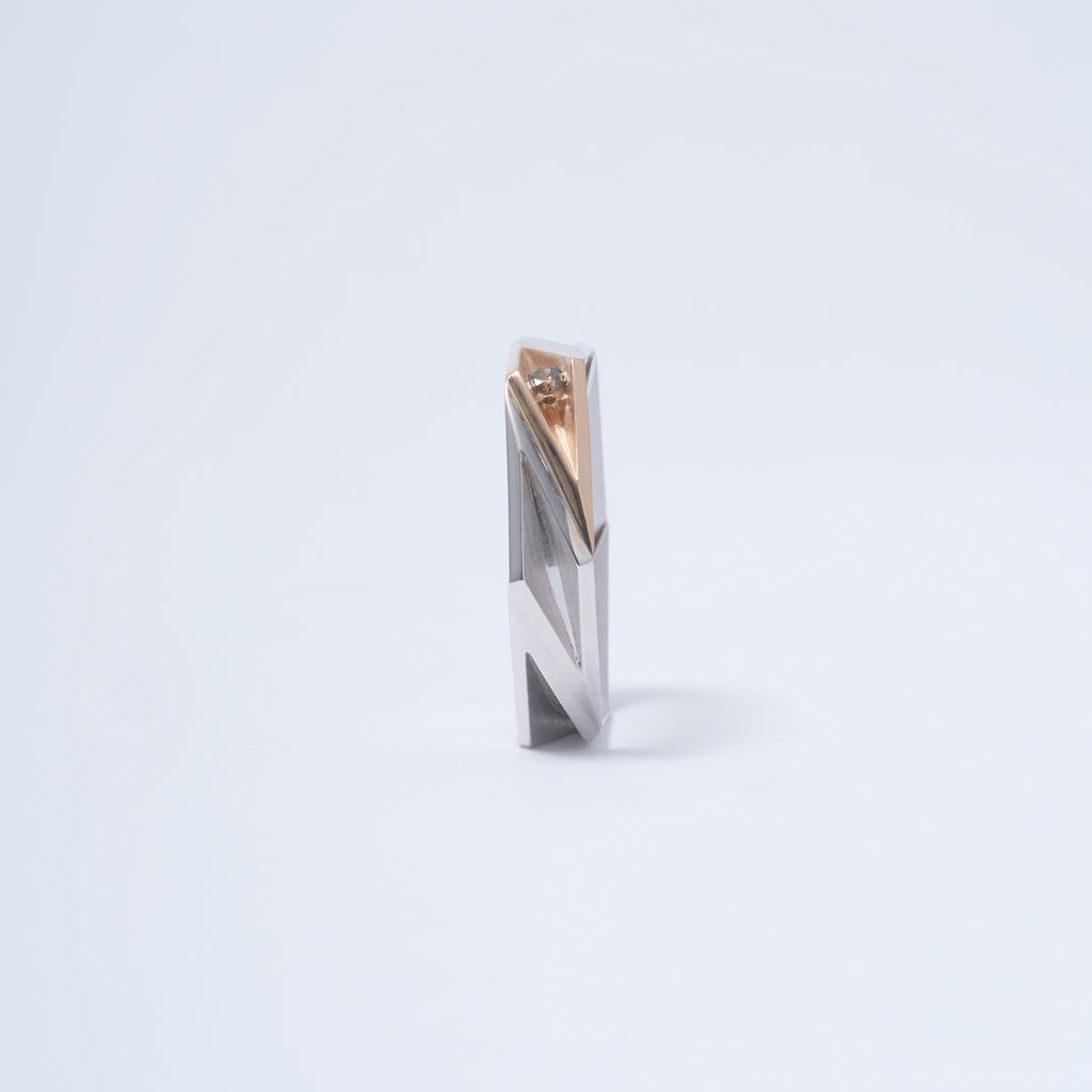 Sankaku[さんかく] リング Silver925 K10 ブラウンダイヤ 側面から　MENTOSEN メントセン