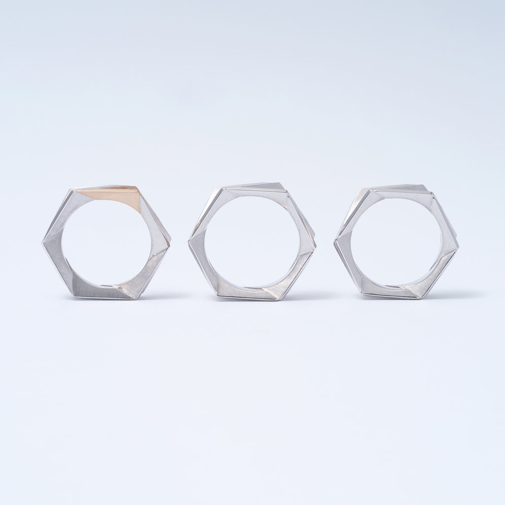 Sankaku[さんかく] リング Silver925 K10 ブラウンダイヤ　と　Sankaku[さんかく]-plain リング Silver925　3本