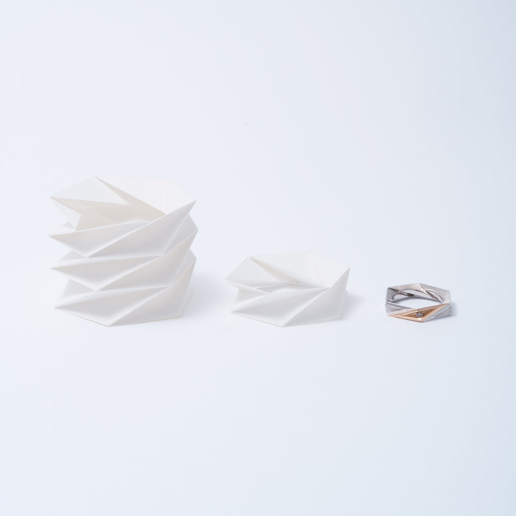 Sankaku[さんかく] リング Silver925 K10 ブラウンダイヤ と 折り紙　MENTOSEN メントセン