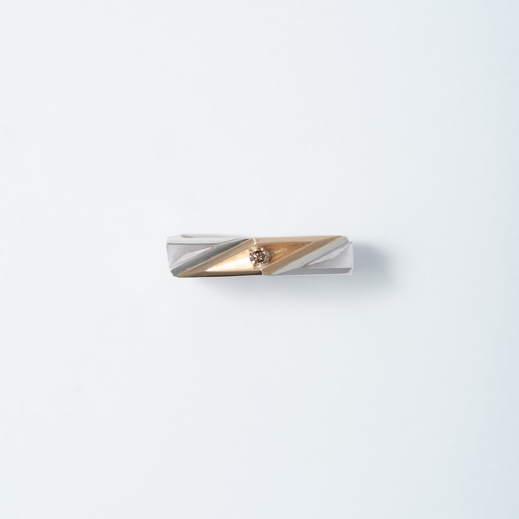 Sankaku[さんかく] リング Silver925 K10 ブラウンダイヤ 上から　MENTOSEN メントセン