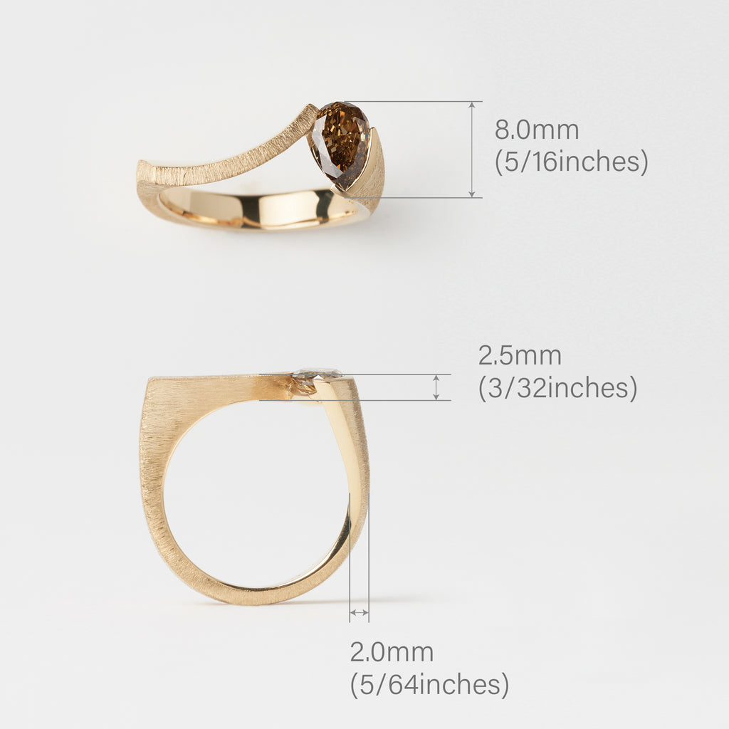 Noru のる K18ブラウンダイヤモンドリング サイズ画像 MENTOSEN