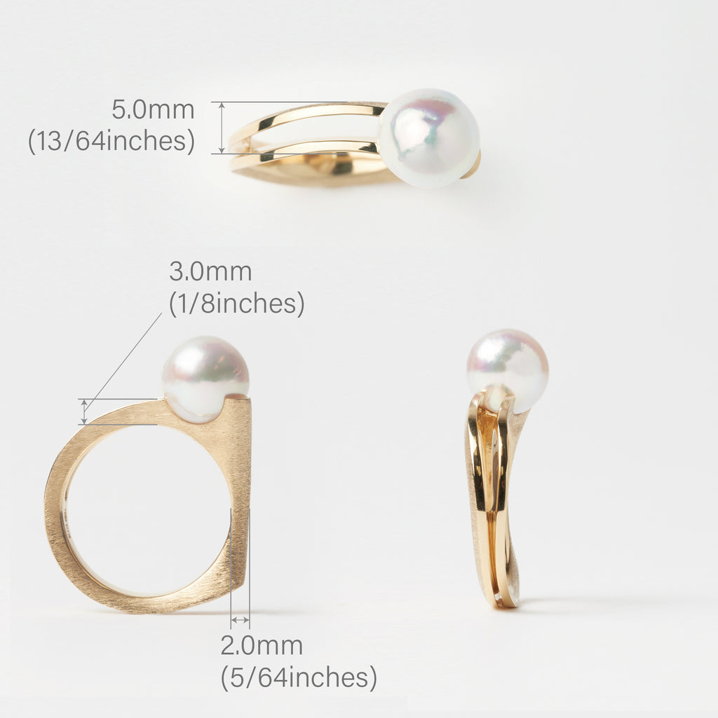 Tatamu たたむ　K18アコヤパールリング　サイズ画像　MENTOSEN