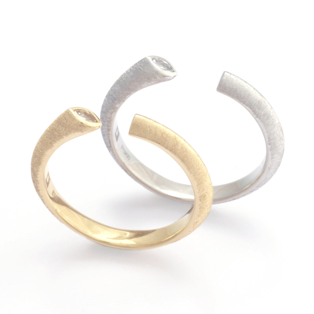 Kakeru[かける] Pt950/K18 ダイヤモンドリング 婚約指輪　結婚指輪　マリッジリング ウェディングリング プラチナ ゴールド シンプル デザイン マーキスダイヤ つや消しMENTOSEN