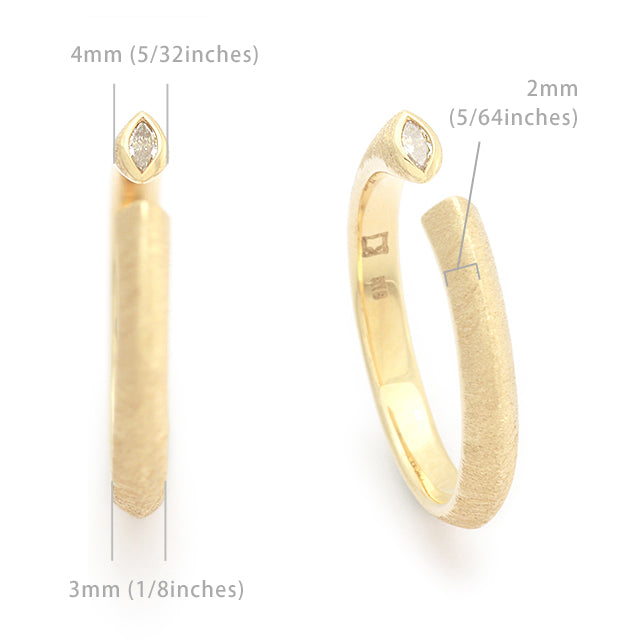 Kakeru[かける] Pt950/K18 ダイヤモンドリング サイズ 婚約指輪　結婚指輪　マリッジリング ウェディングリング シンプル デザイン マーキスダイヤ つや消しMENTOSEN