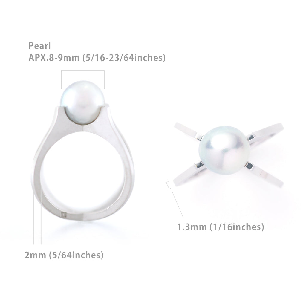 Kosa[こうさ] Cross Silver925 あこやパールリング サイズ シルバー ブルーグレー セミバロック シンプル クロス 普段づかい MENTOSEN