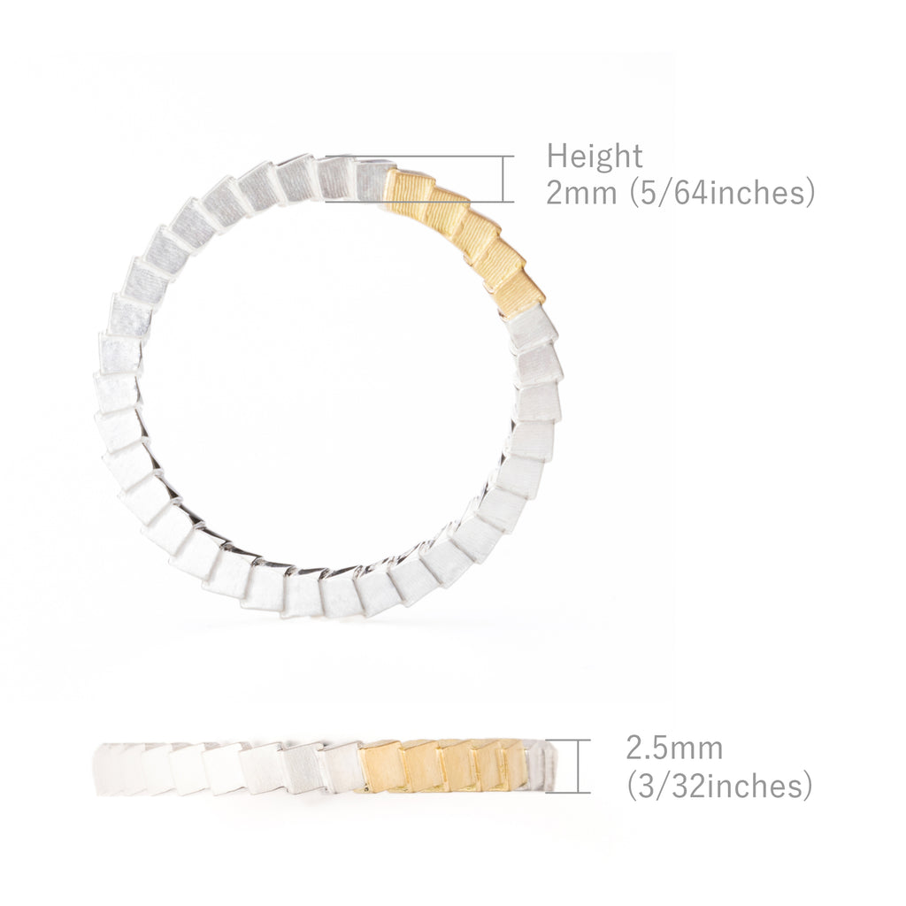 Shikaku[しかく] Silver925 K18 リング サイズ 結婚指輪 マリッジリング ウェディングリング シルバー 金 コンビリング 日常づかい 連続模様 幾何学 キューブ 四角 デジタル MENTOSEN