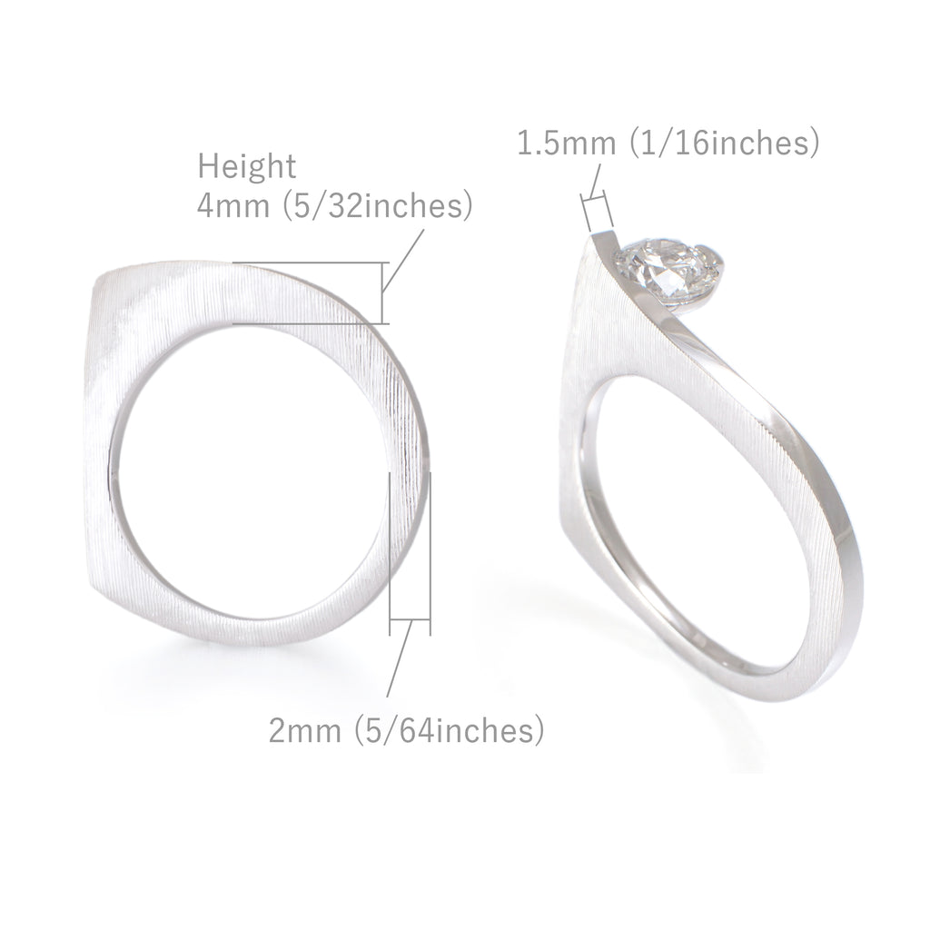 Sorow[そろう] Pt950 ダイヤモンドリング サイズ プラチナ モダンデザイン つや消し 婚約指輪 結婚指輪 ウェディング 曲線 カーブ MENTOSEN