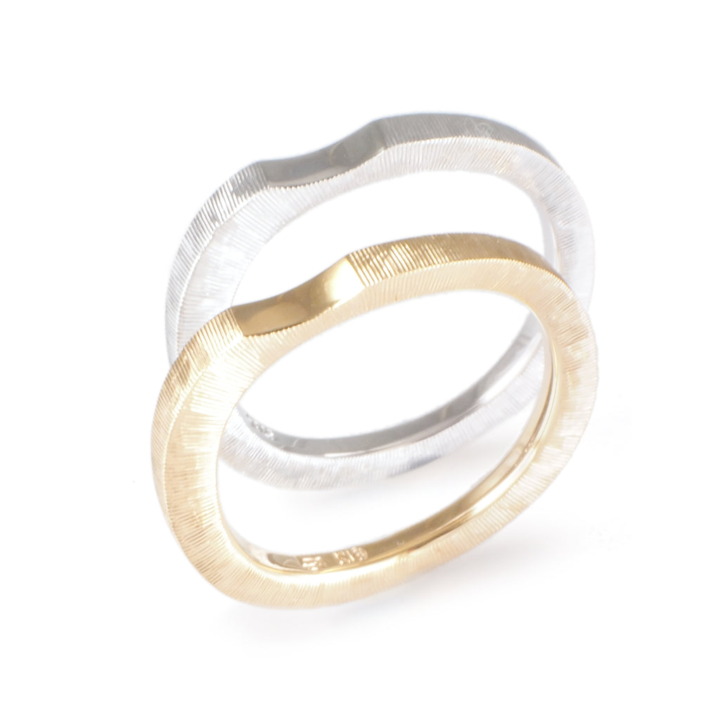 Sorow[そろう] Pt950/K18 リング プラチナ ゴールド モダンデザイン マリッジリング 日常づかい 結婚指輪 ウェディング つや消し 曲線 カーブ MENTOSEN