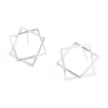Surface[めんとせん] 正方形 シルバー ピアス silver925 ミニマル コンテンポラリー デザイン アクセサリー つや消し Kazuko Nishibayashi アーティストコラボ MENTOSEN