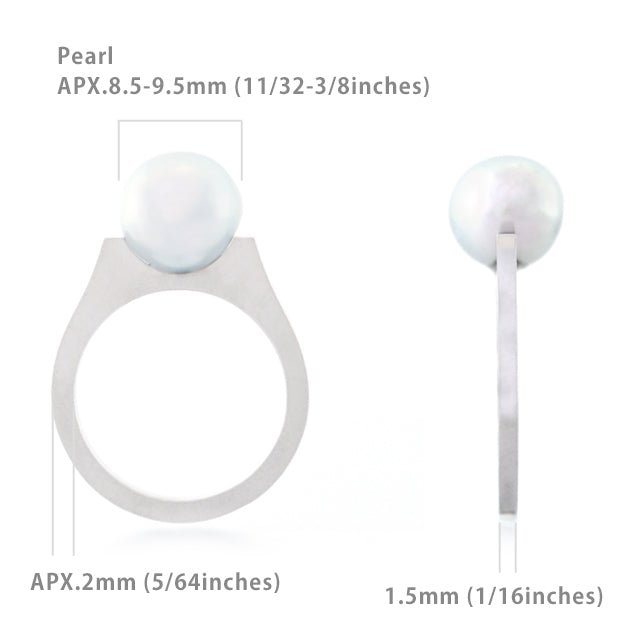 Kosa[こうさ] Flat Silver925 あこやパールリング サイズ シルバー ブルーグレー セミバロック シンプル フラット 普段づかい MENTOSEN